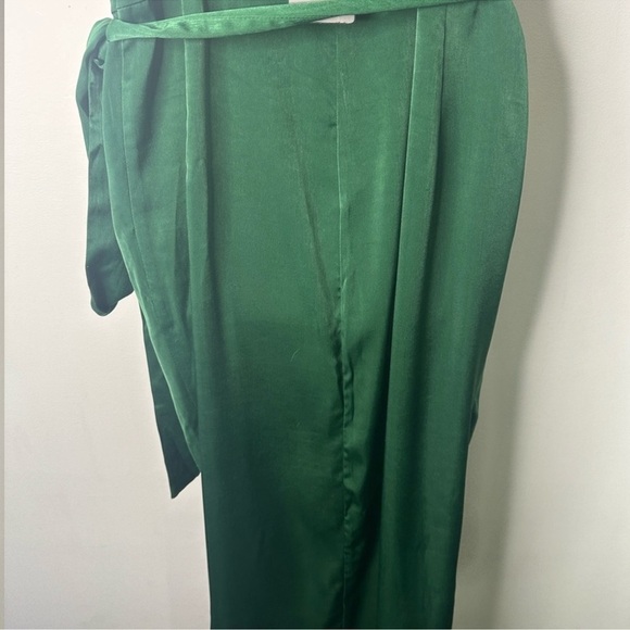 Sarin Mathew’s | Dark Green Satin Effect Wrap MIDI Dress Medium - Picture 6 of 10